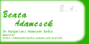 beata adamcsek business card